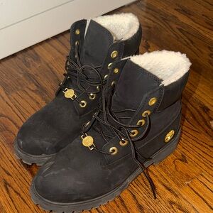 Timberland Black Boots with Gold Details